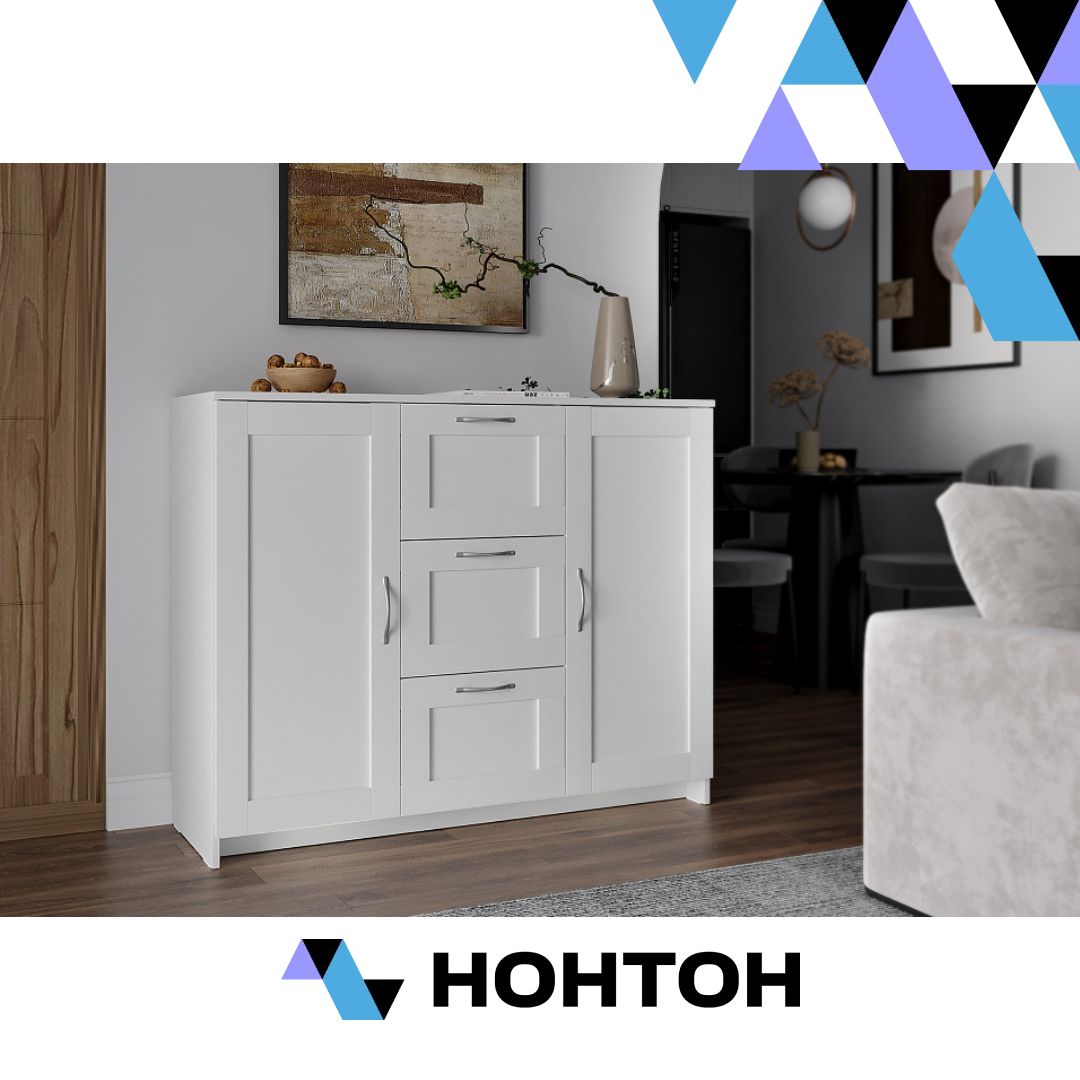 Комод с дверцами Сириус 3 ящика белый