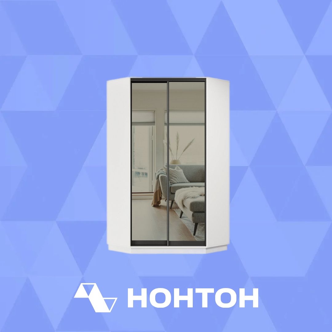 Шкаф-купе угловой двухдверный Гермес белый / графит