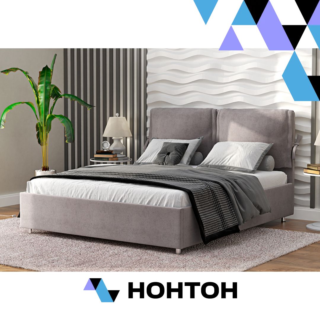 Кровать Стенли серо-бежевая