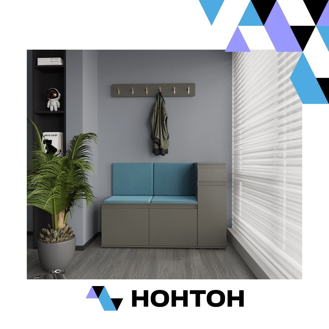 Прихожая STARK 3 серый графит / велюр бирюзовый