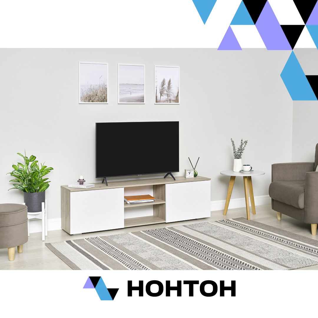 ТВ-тумба Вирола ТБ01-1600 дуб крафт серый / белый глянец