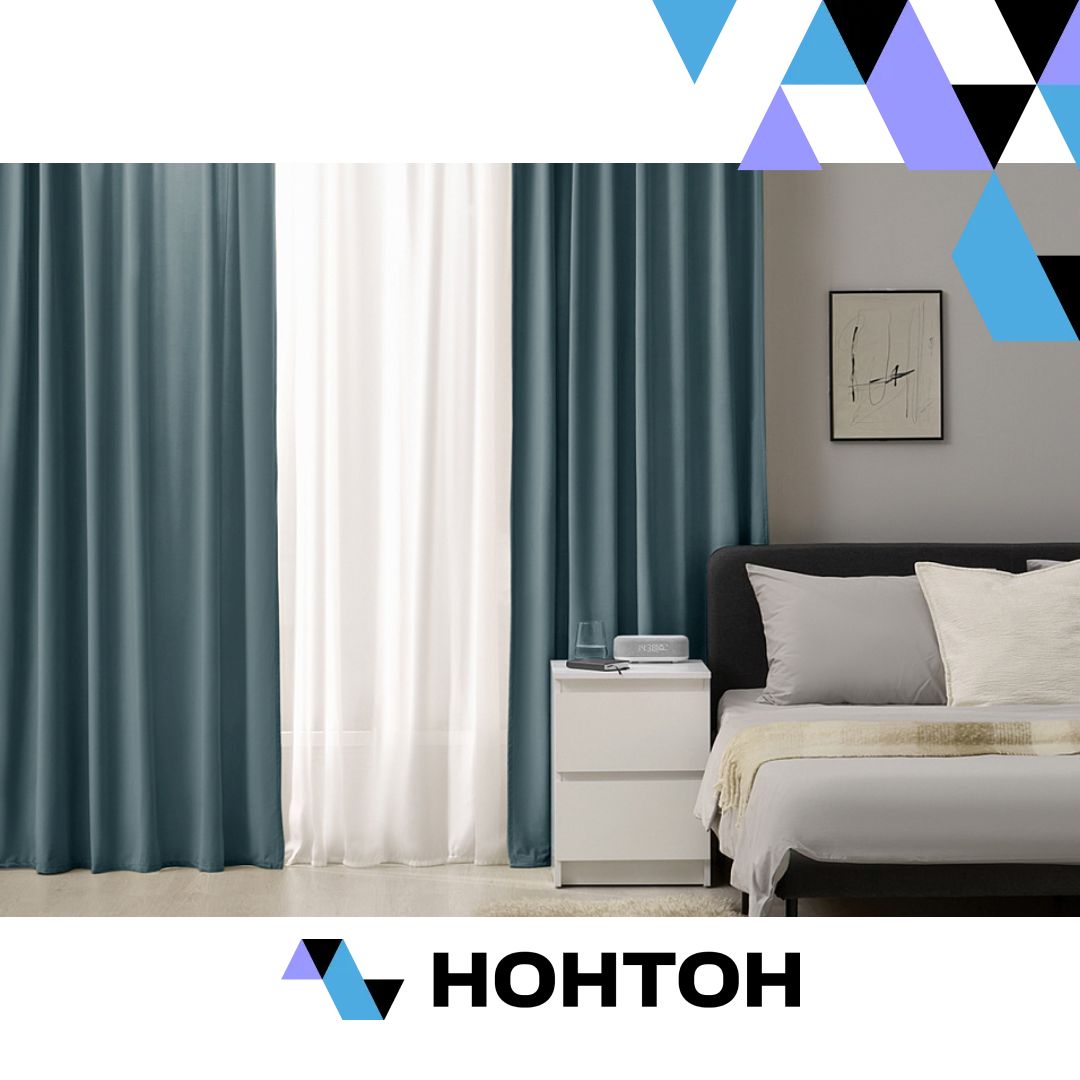 Комплект штор Нореан портьеры 145 см, в. 260/280 см, 2 шт., морская волна