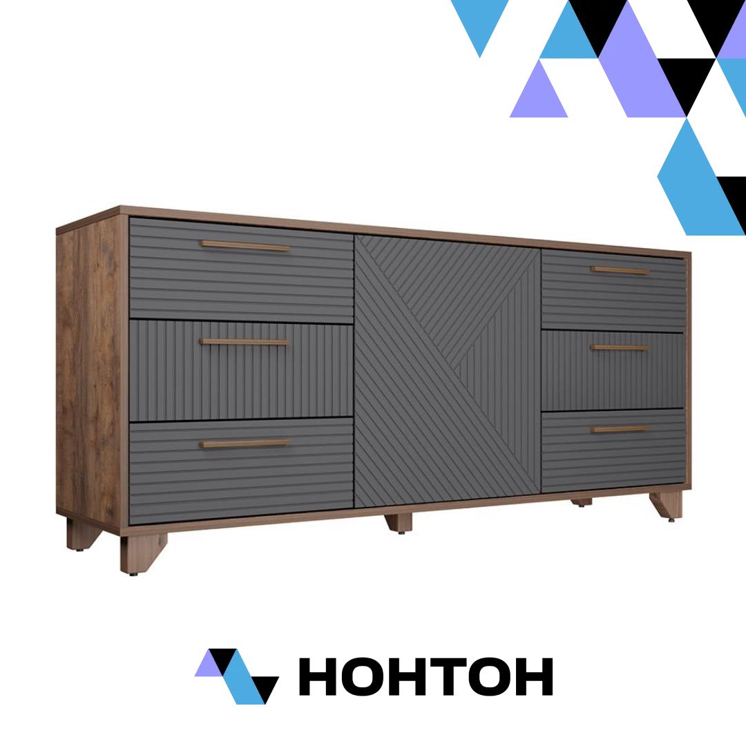 Комод Копенгаген дуб самдал / серый графит