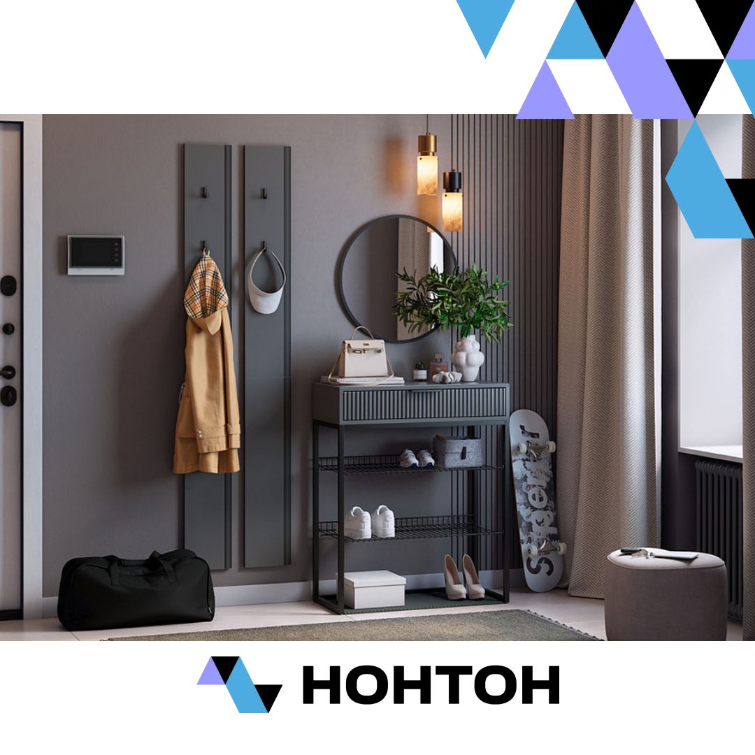 Прихожая Мебельсон К19 графит / черный муар