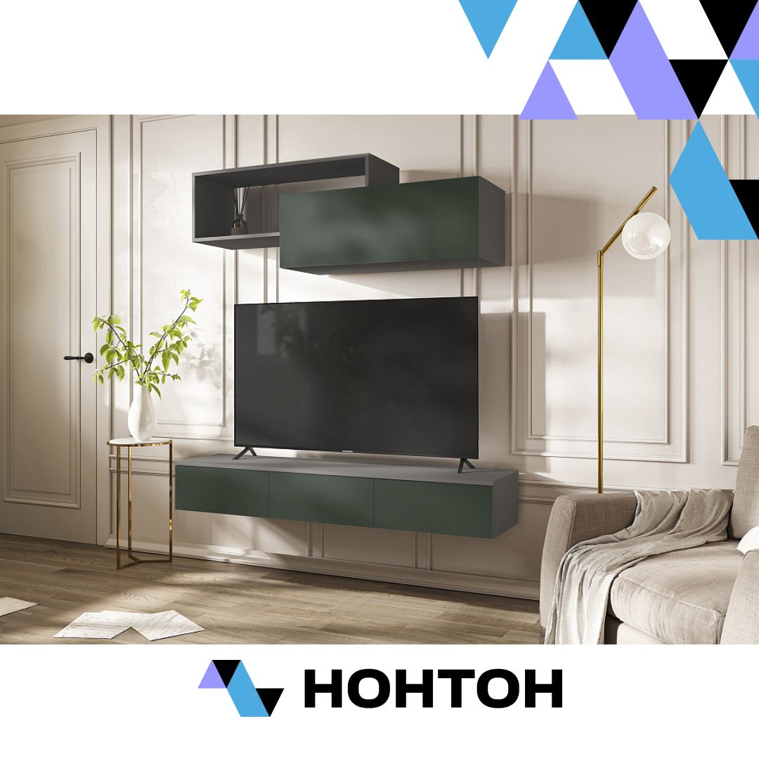 Гостиная Норд №2 графит / изумрудный