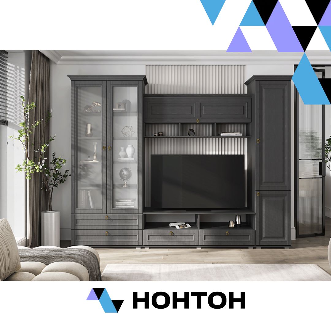 Стенка Престиж-1 №1 графит / графит структурный