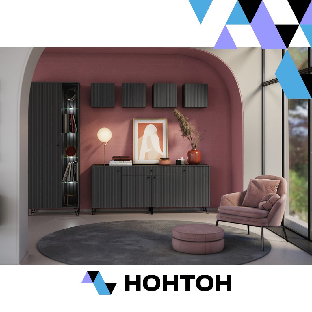 Гостиная Оливия №4 графит / графит софт new