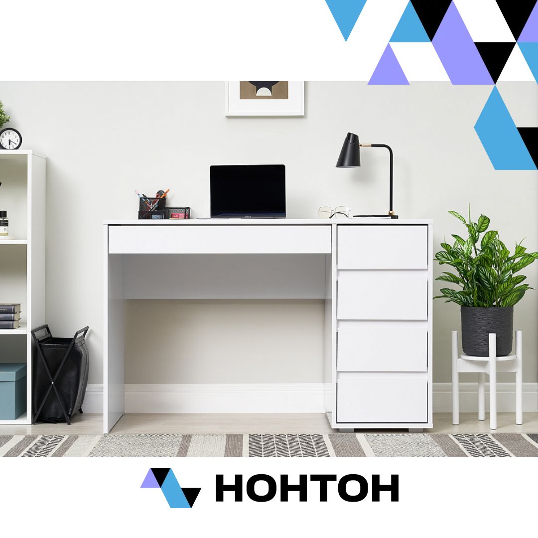 Стол компьютерный Астелио белый глянец