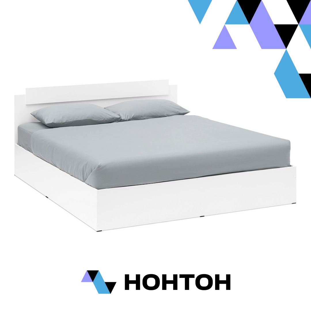 Кровать двухспальная Эко белый гладкий