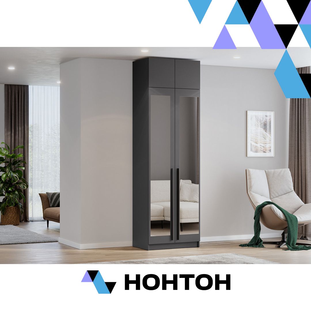 Шкаф Берген с антресолью серый графит