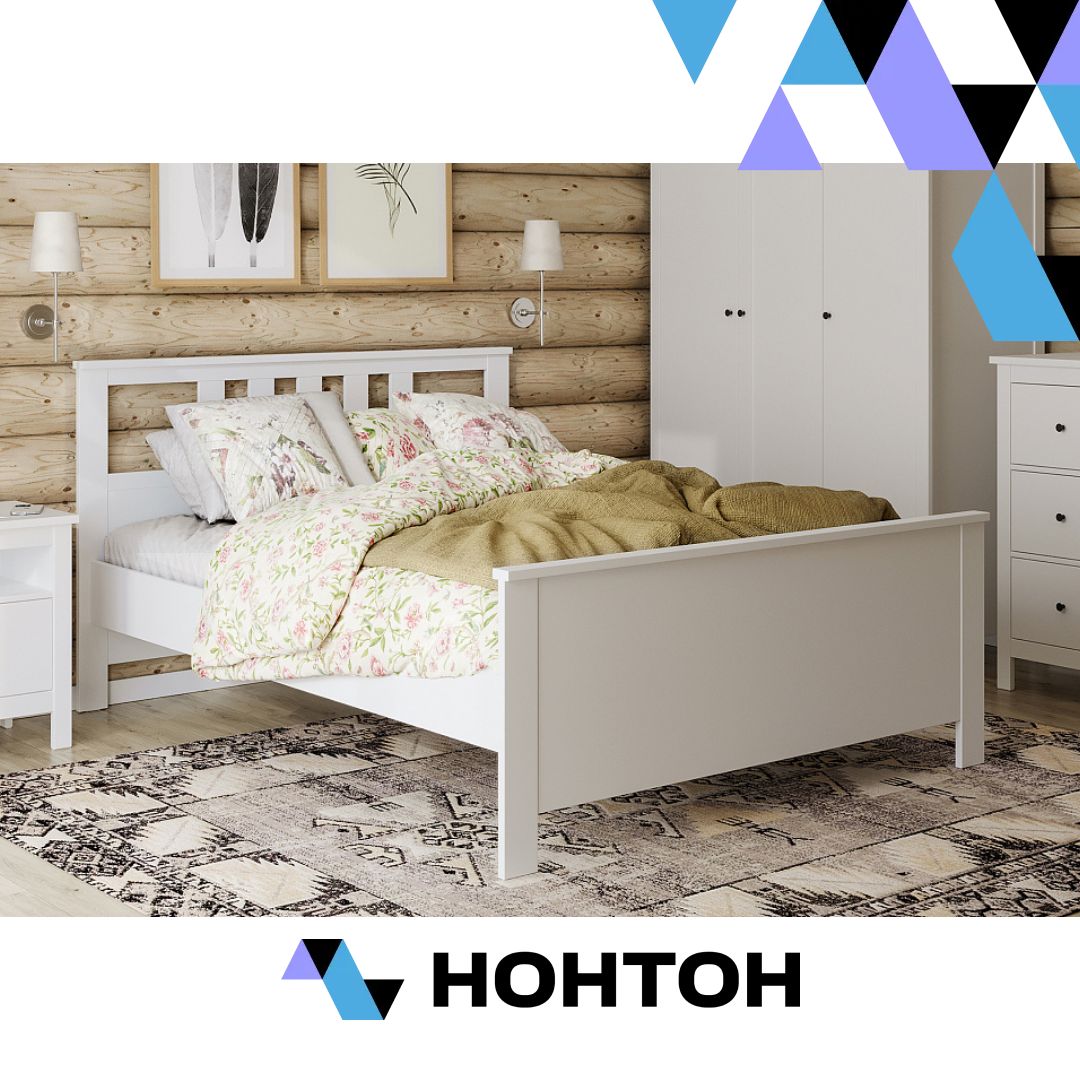 Кровать двухспальная Сага белая