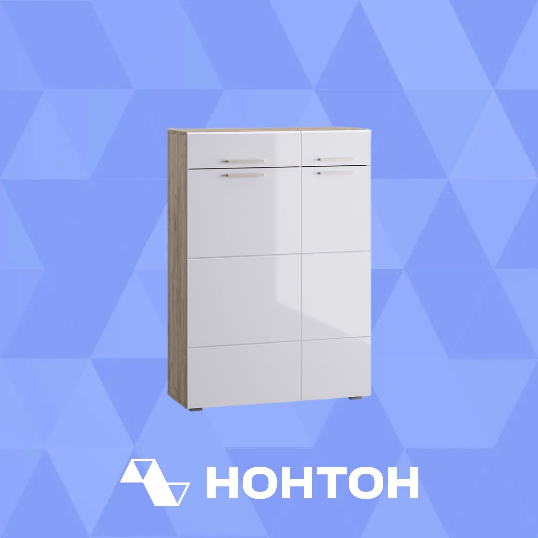Комод Лайн 13.121 дуб крафт серый / белый глянец