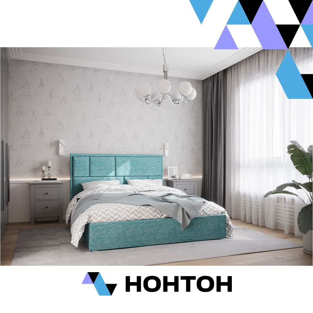 Кровать Стокгольм с подъемным механизмом рогожка мята