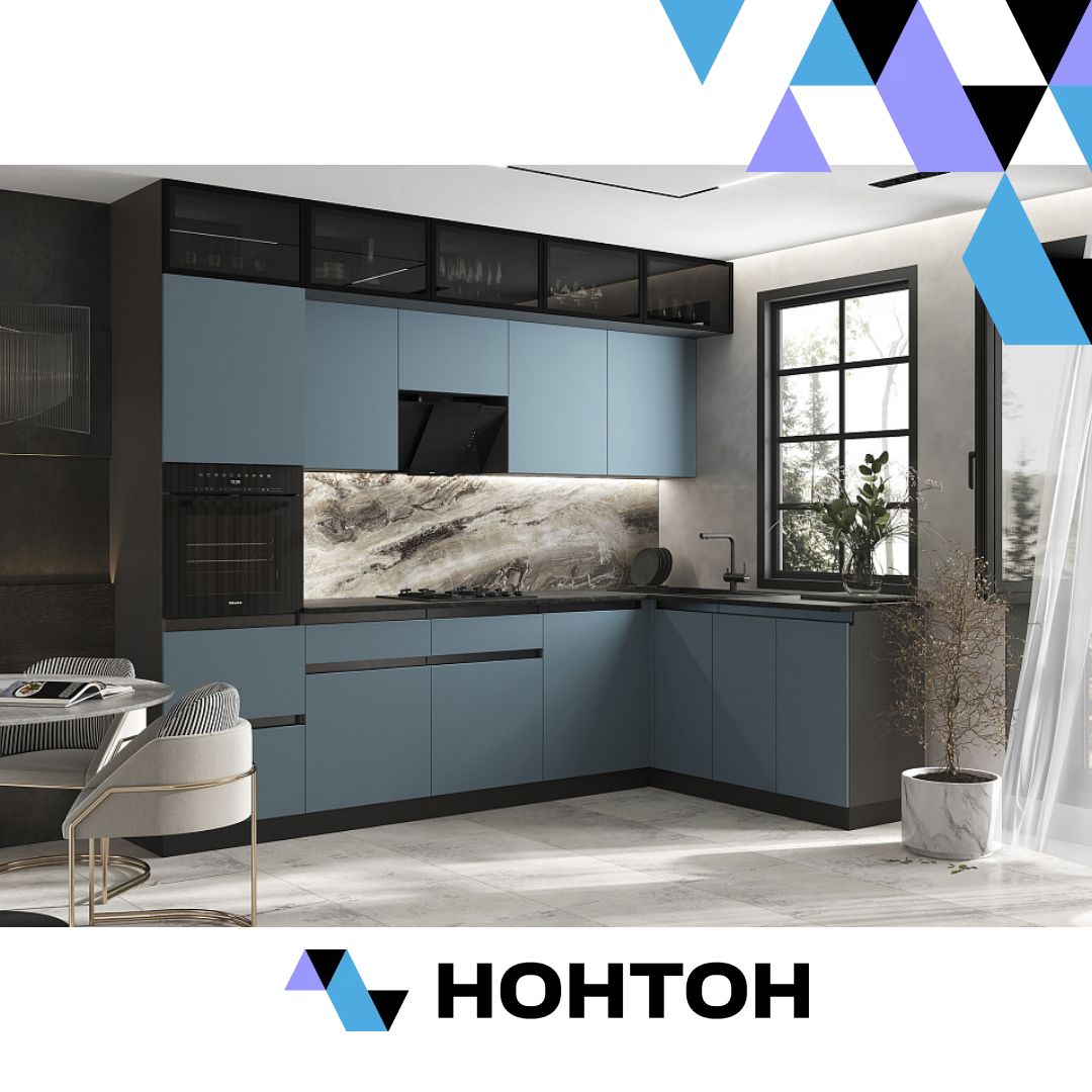 Кухня угловая Техно-6 3.0 х 1.8 м браш блю