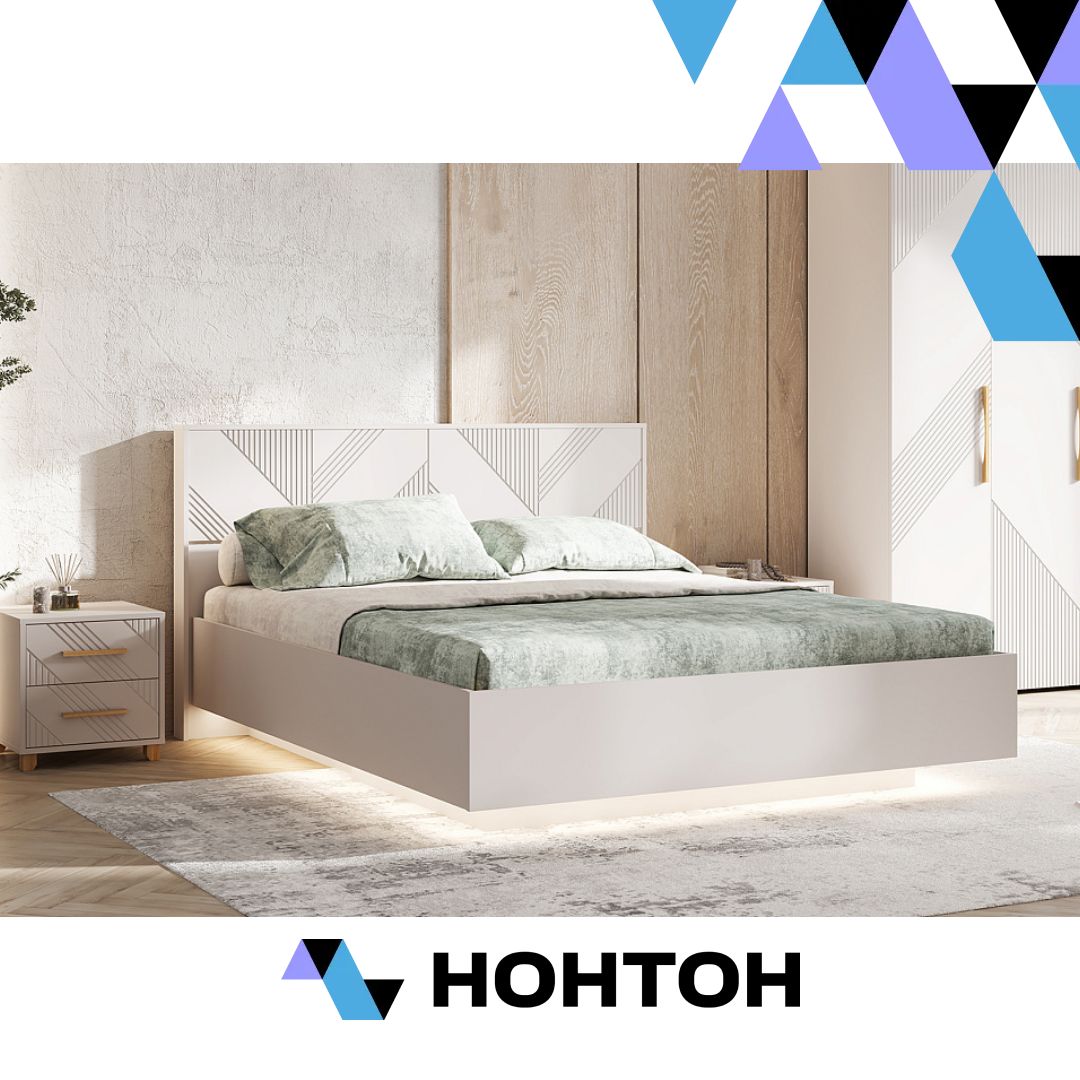 Кровать парящая с подсветкой Ирис 1.6 м кашемир