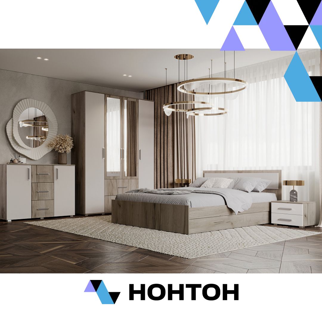 Спальня Фиеста New №4 дуб крафт серый / кашемир