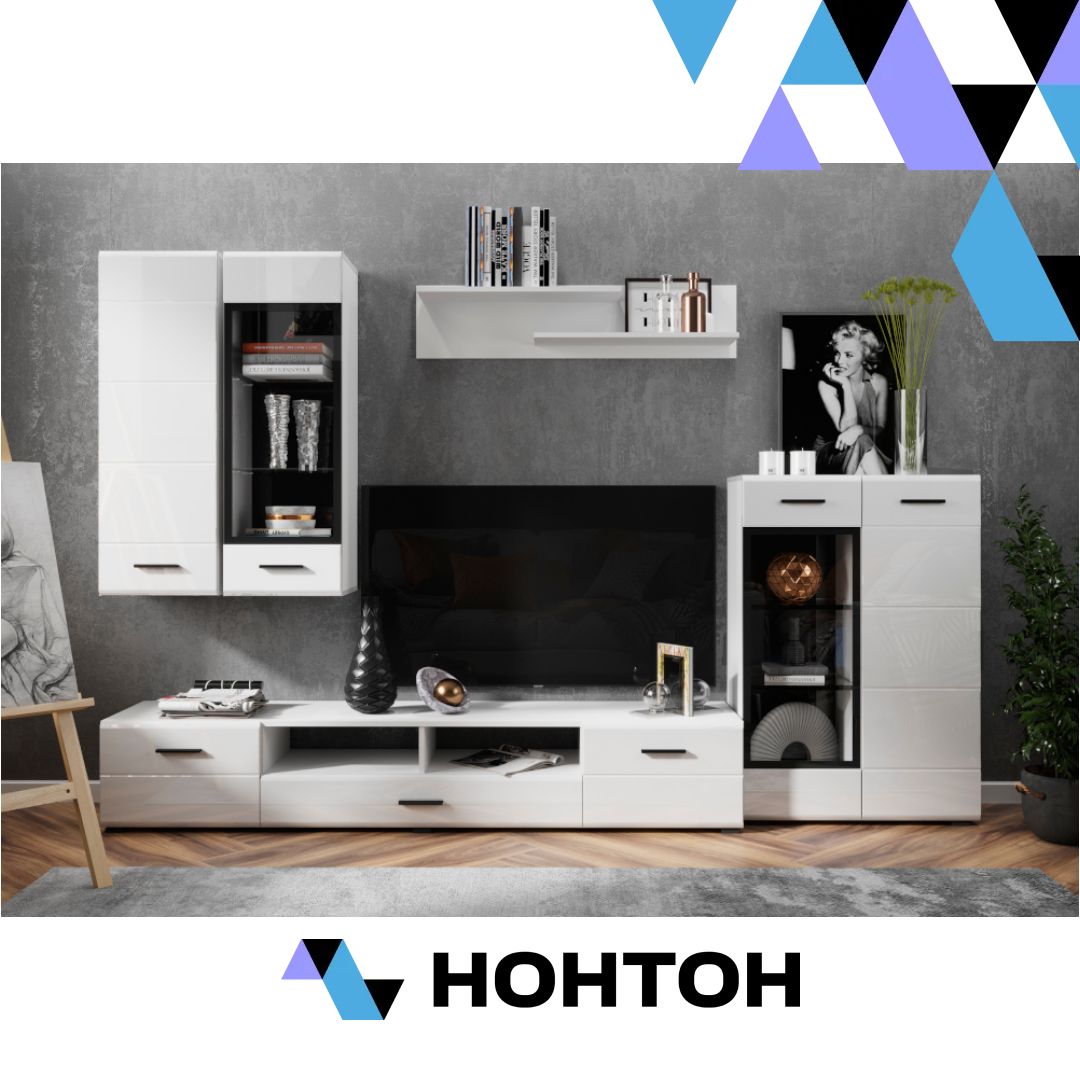 Гостиная Gloss №2 белый глянец / белый бриллиант
