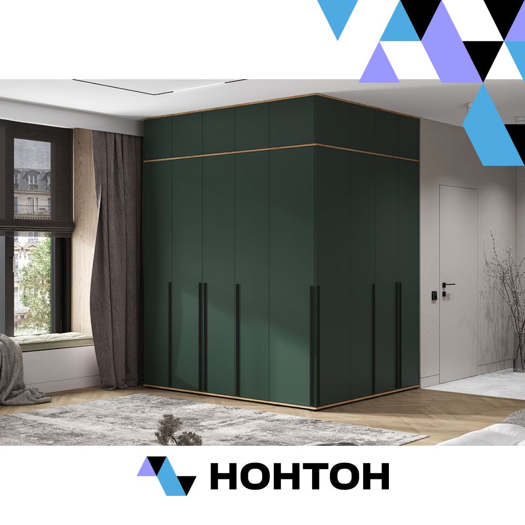 Комплект шкафов с антресолью Норд №2 дуб крафт / изумрудный