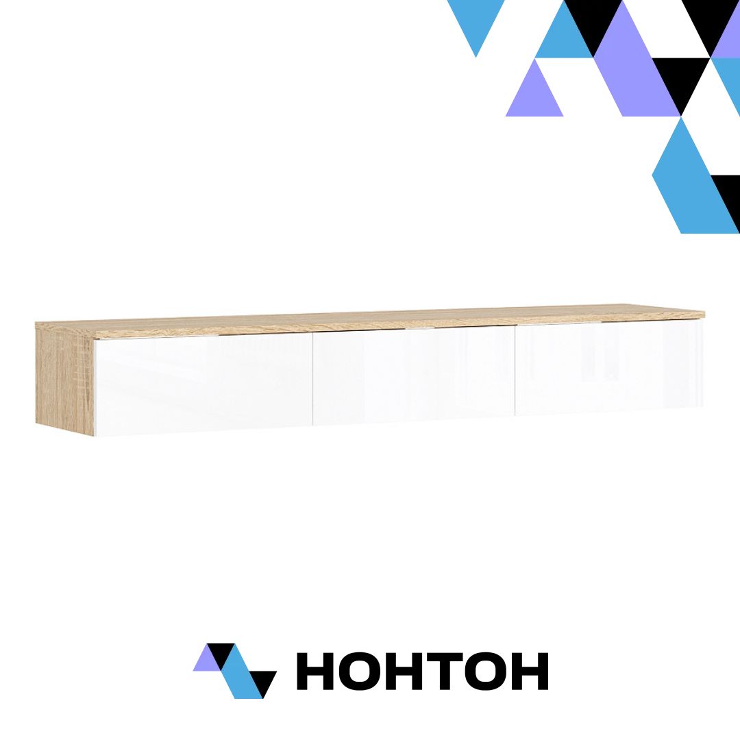 Полка навесная с ящиками Челси дуб сонома / белый глянец