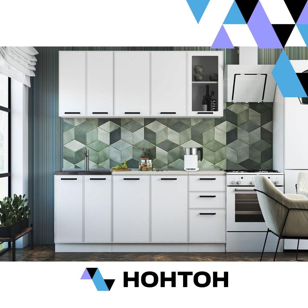 Кухня Виола Нео Классика 1.8 м матовый белый софт фрезеровка кант