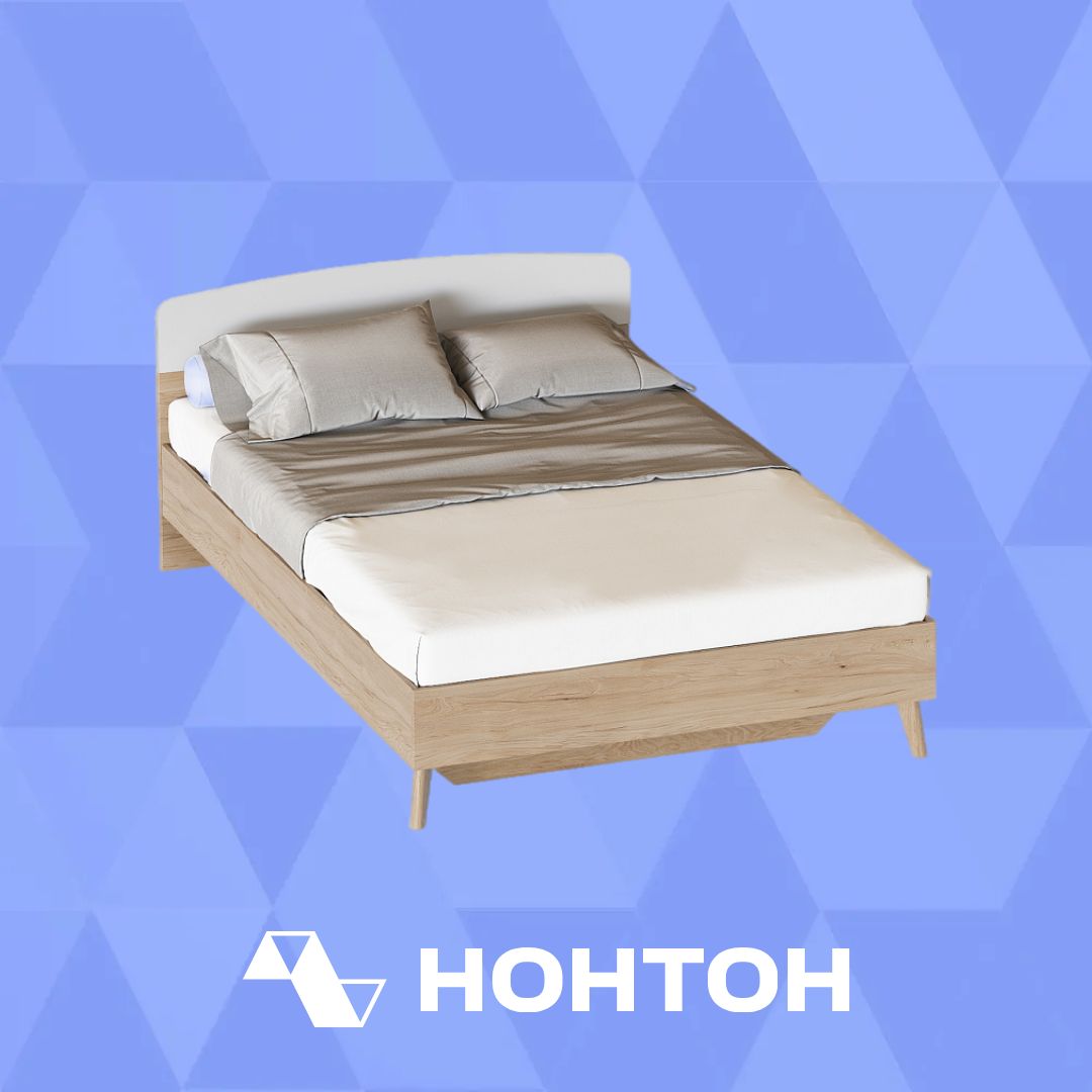 Кровать Калгари дуб натуральный светлый / белый матовый