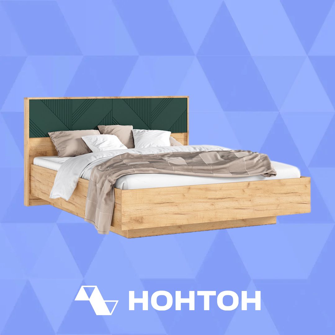 Кровать парящая Ирис 1.6 м дуб крафт / браш мени грин