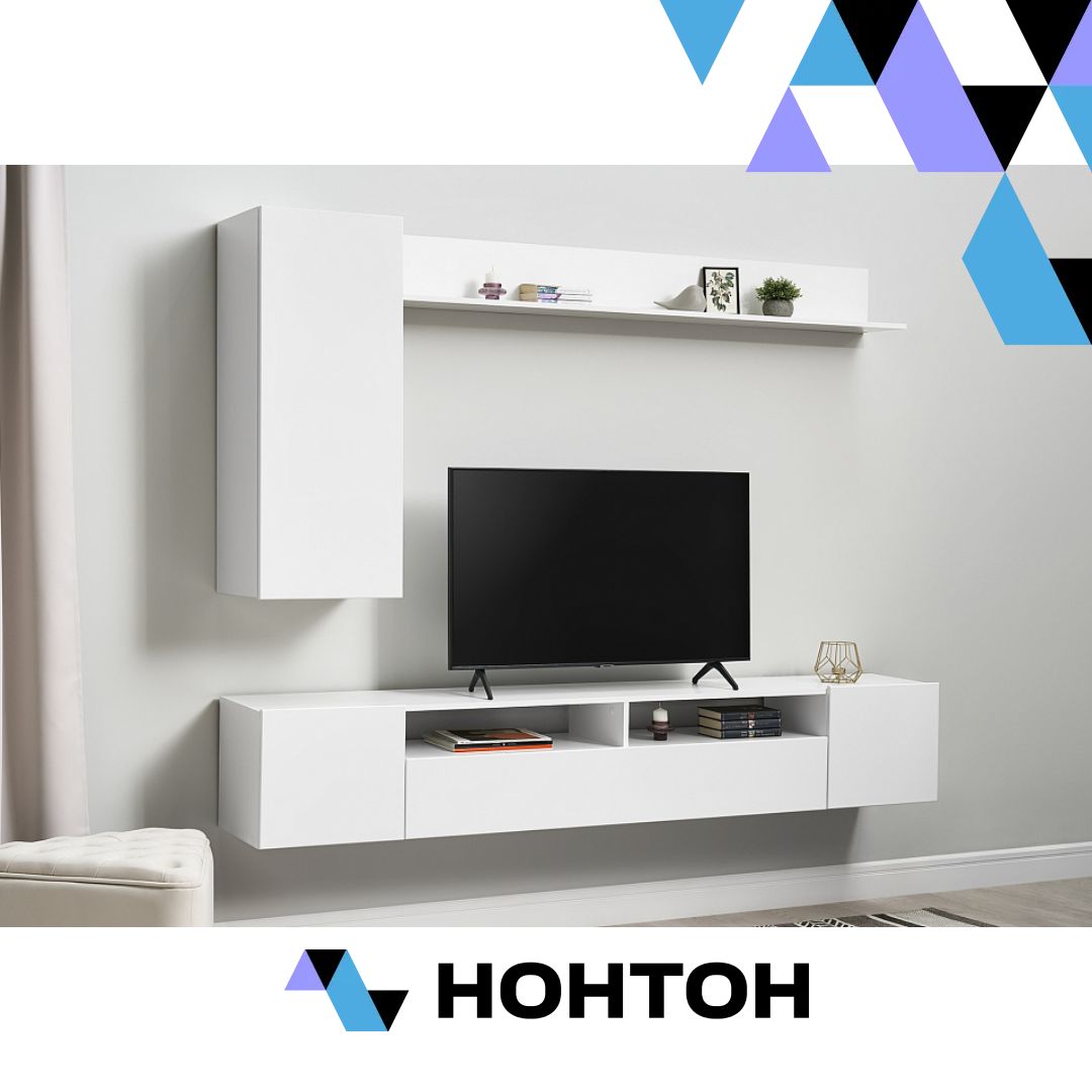 Стенка Соло-16 белый / белый глянец