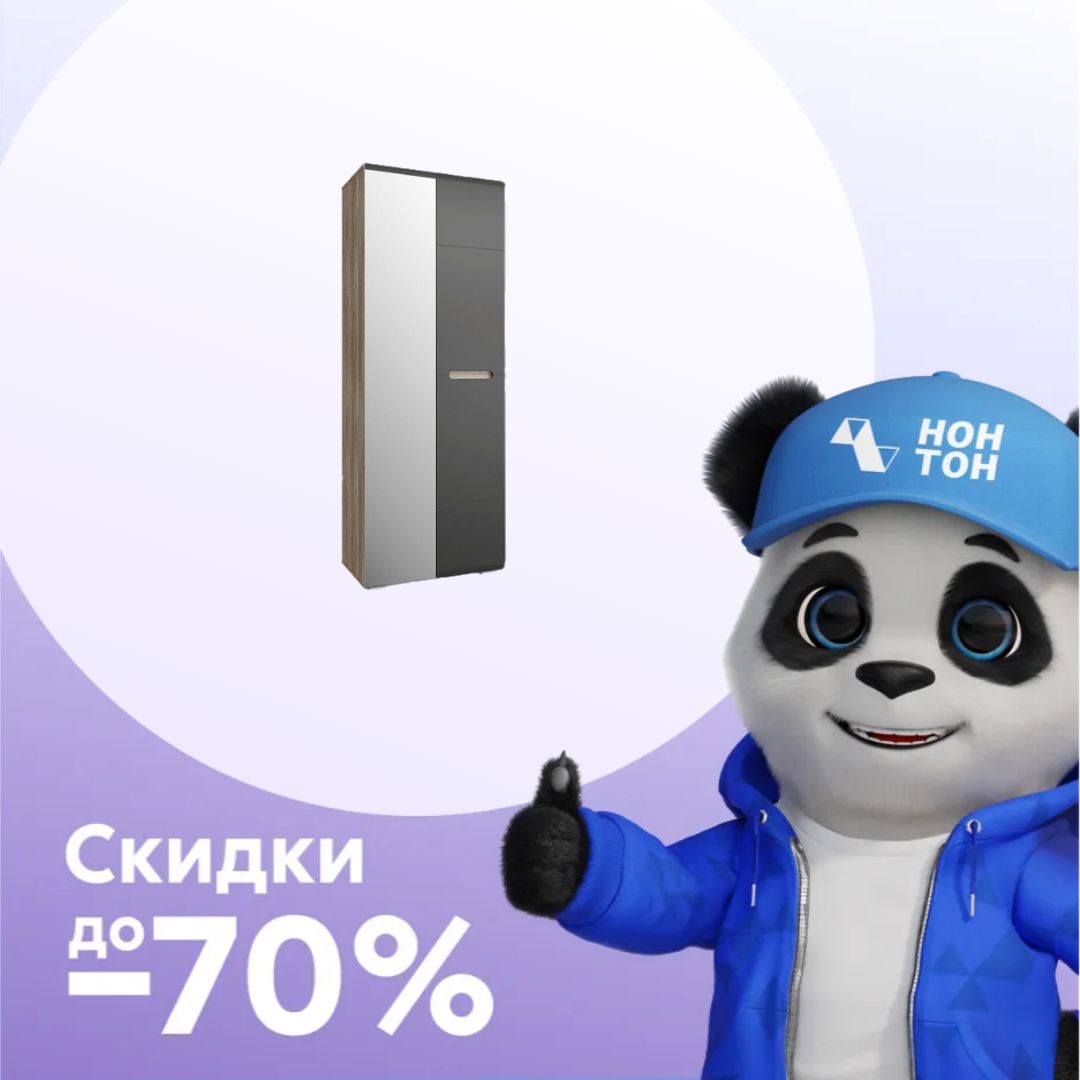 Шкаф двухстворчатый c зеркалом Наоми дуб каньон / графит