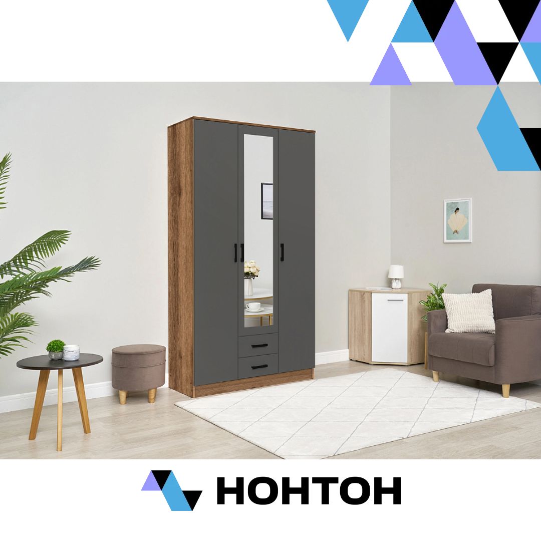 Шкаф Трио дуб делано / графит