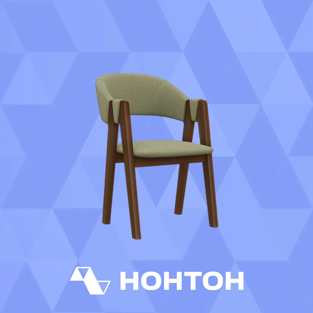 Стул обеденный Дольче с гнутой спинкой зеленый / орех