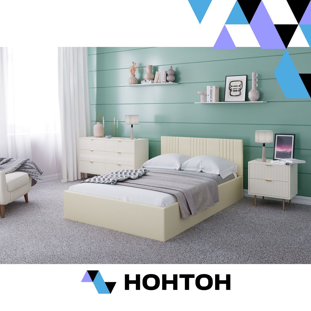 Кровать односпальная Амелия светло-бежевая