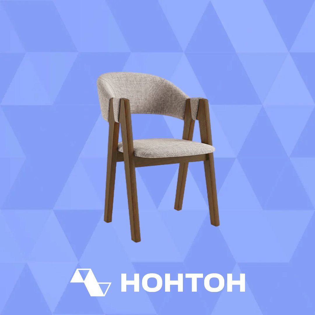 Стул обеденный Дольче с гнутой спинкой серо-бежевый / орех