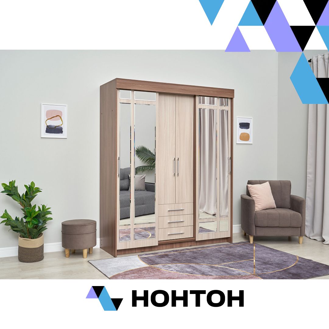 Шкаф-купе Фортуна ясень шимо светлый / ясень шимо тёмный