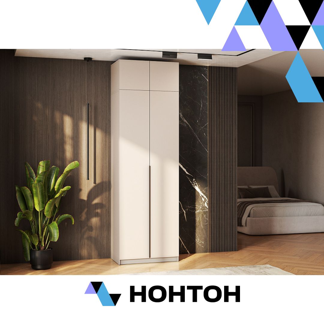 Шкаф 2-х створчатый Тивина с антресолью меланж