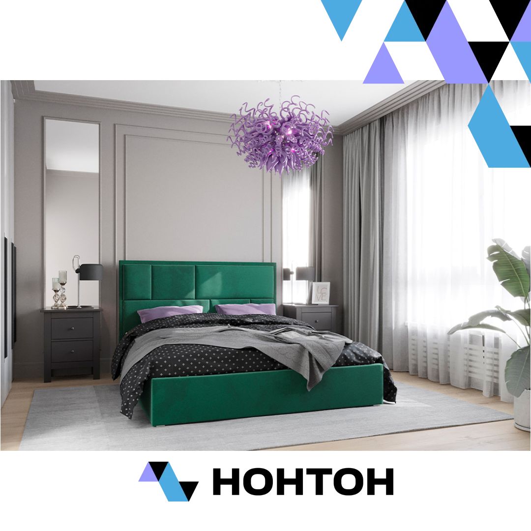 Кровать Стокгольм с подъемным механизмом велюр зеленый