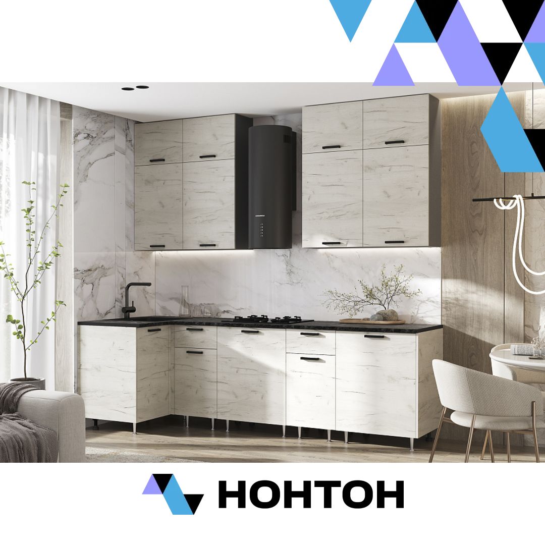 Кухня угловая Рио NEW №3 1.0 х 2.6 м дуб крафт белый