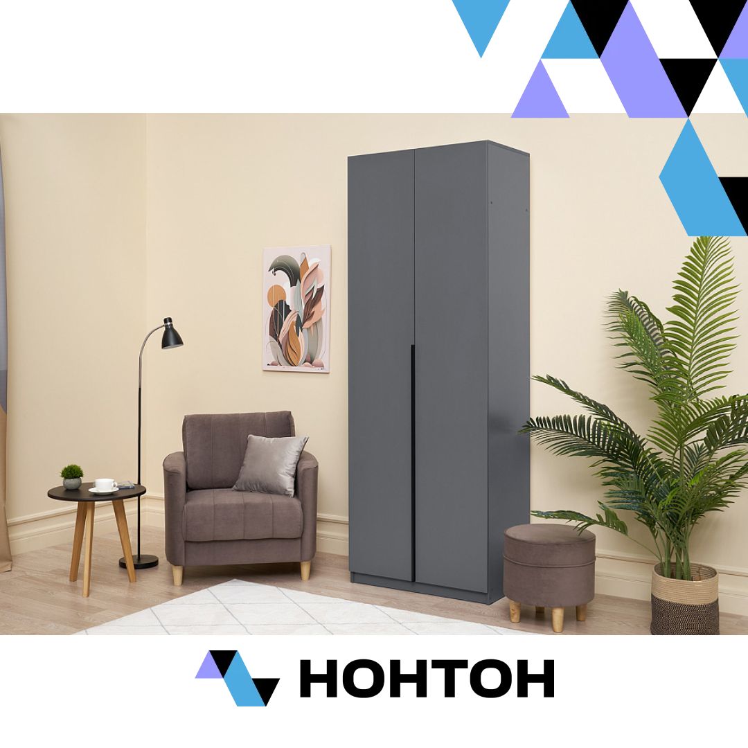 Шкаф 2-х створчатый Тивина графит серый