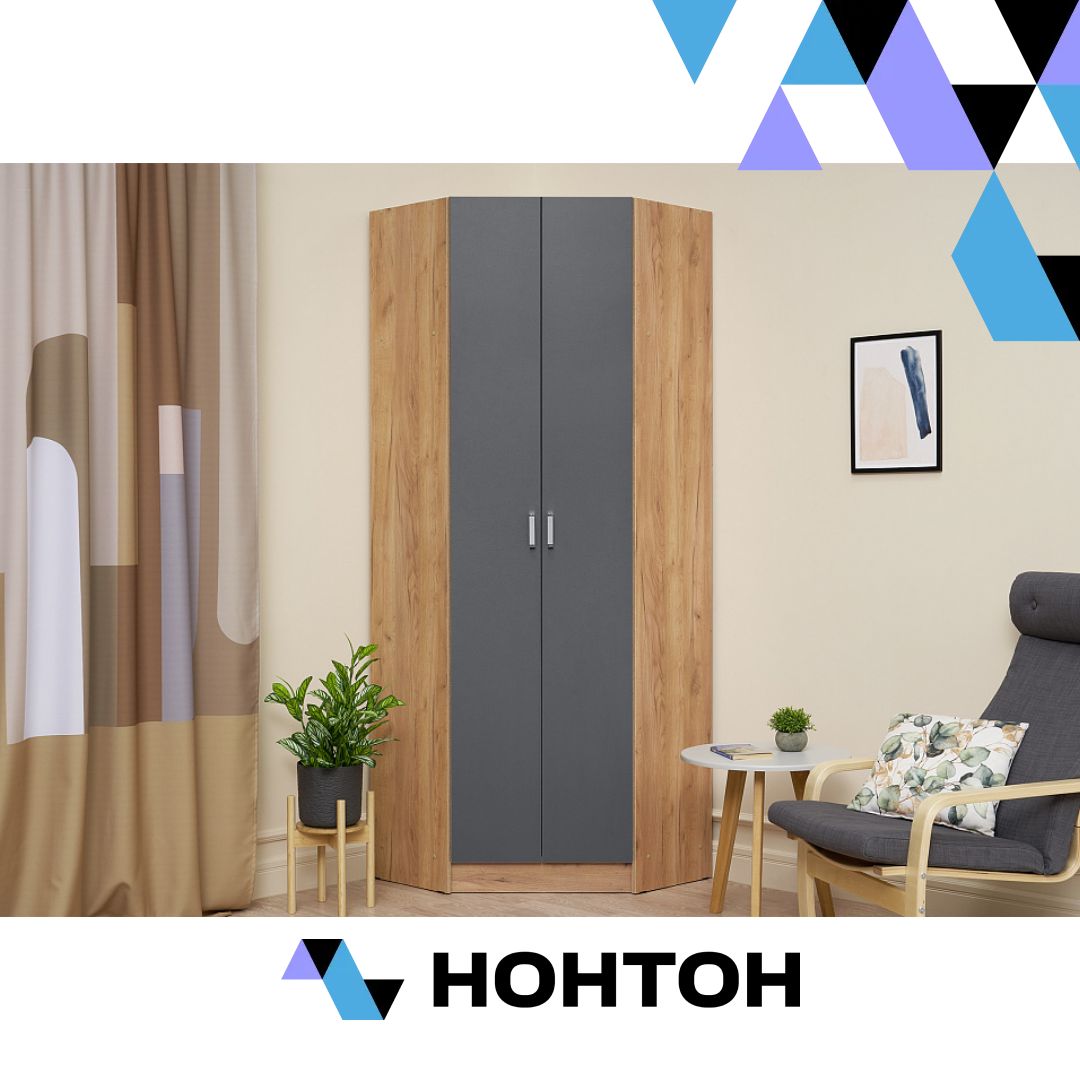 Шкаф Мартина 800 угловой графит / дуб крафт